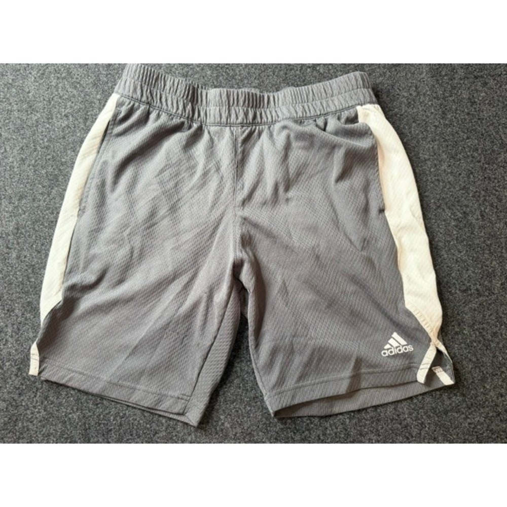 Adidas Golf Mens Large Grey Mesh Athletic Training Shorts White Stripe Side Vent